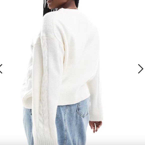 White Chunky Cable Crew Neck Sweater in Cream NWOT - 2XL - Picture 2 of 3